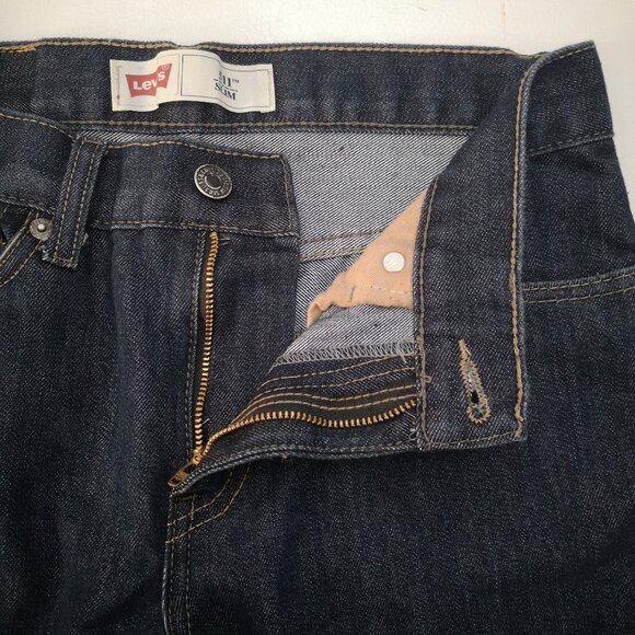 Levi's 511 Boys Size 16 Reg. Dark Wash Zipper & Button Closure Slim Blue Jeans - Picture 10 of 14